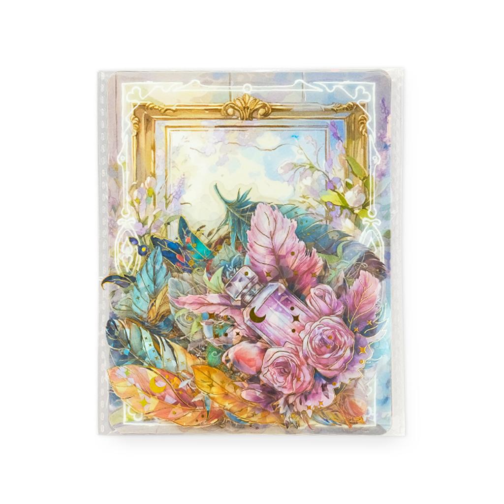 30 Pet Bronzing Gilt Hand Account Stickers Retro Flower Leaves Children Waterproof Hand Account Goo Card Material Stickers