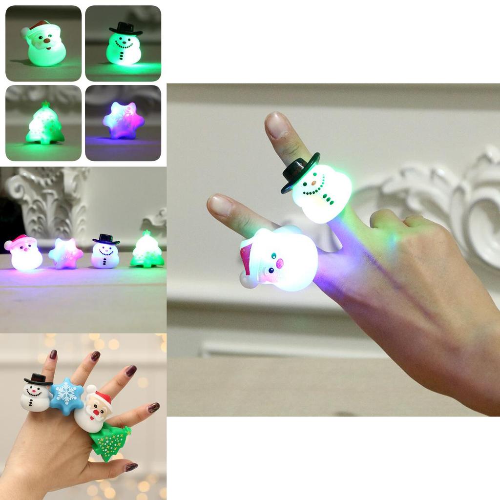 Colorful Glow In The Dark Christmas Cartoon Soft Rubber Rings For Kids Parties