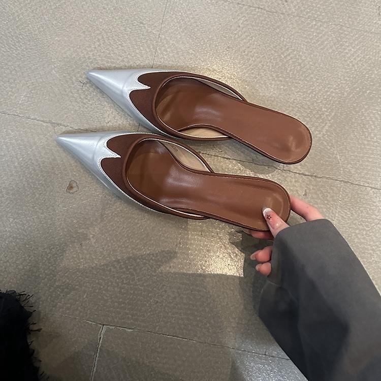 Spring New Bag Head Half Slippers Female Outer Wear Temperament Fairy Stiletto with Shoes