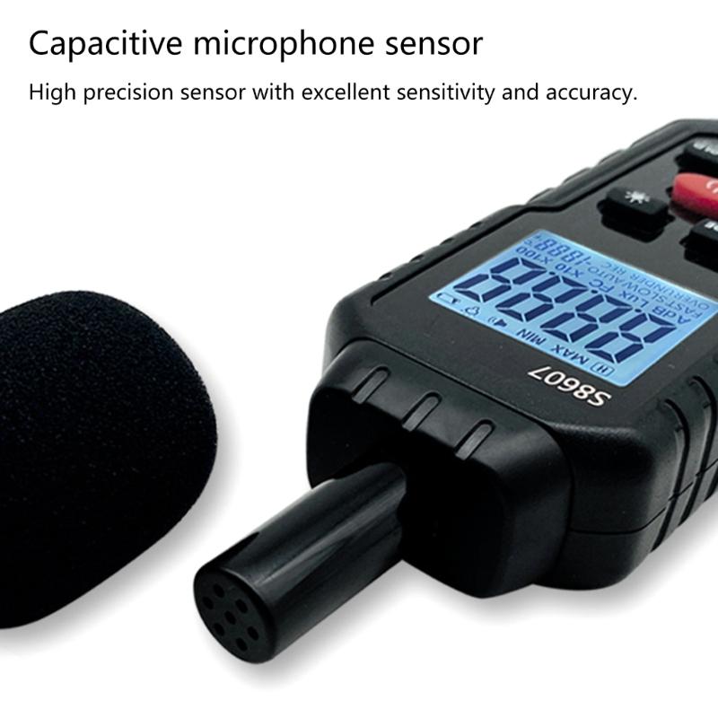 LCD-Display Meter Sound Level Reader 30-130dB Hand-held Sound Noise Meter Alarm Digital Noise Meter Decibel Monitor-Test
