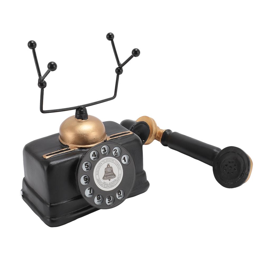 Retro Telephone Ornament Vintage Button Corded Phone Decoration Lifelike Exquisite Old Phone Model