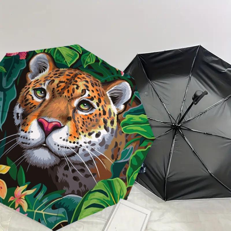 1pc Jaguar, Jungle Print Umbrella , Multi-functional Umbrellafor Men & Women, Valentine's Day Gift0817083