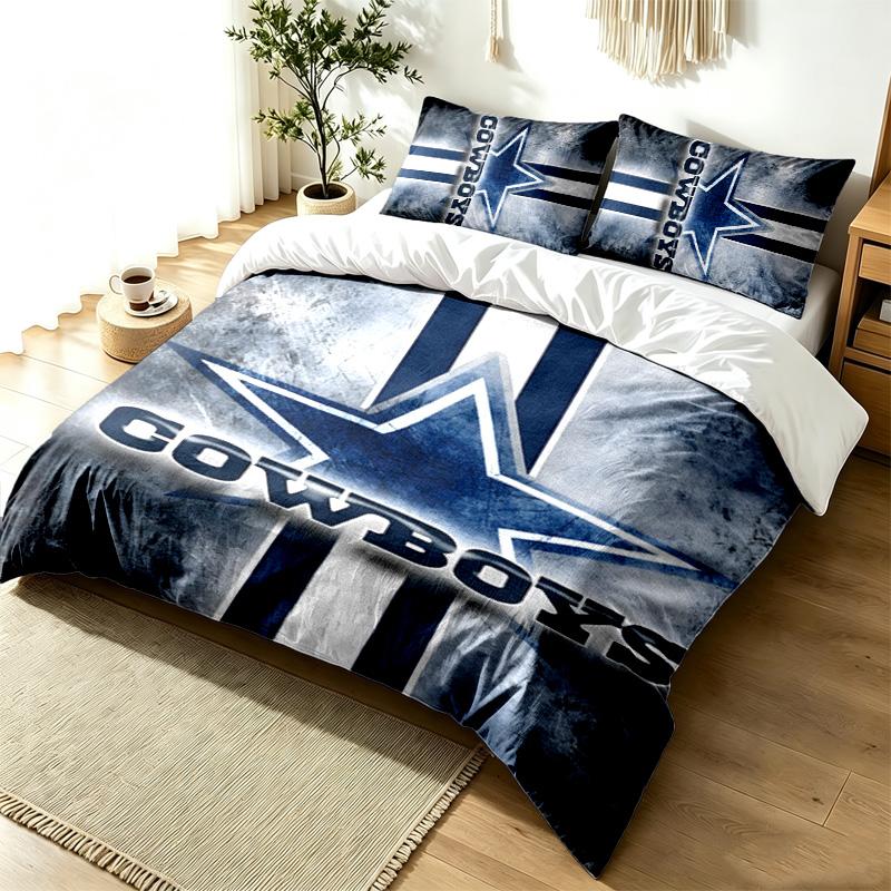 Dallas Cowboys 3pc Duvet Cover Set Simple Modern Bedding Set Wrinkle Resistant Soft Fabric All Season Use a perfect gift