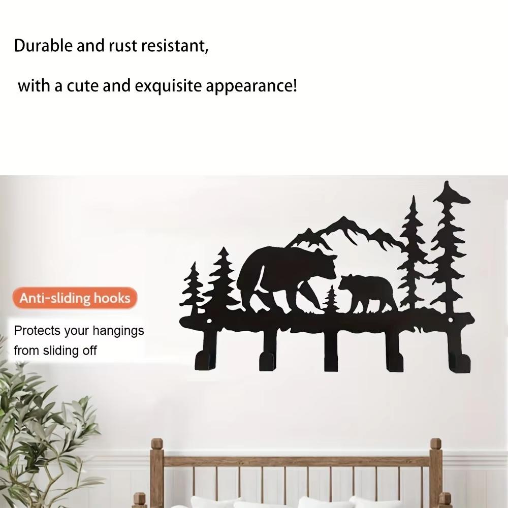 1pc Adorable Wall-mounted Metal Bear Key Hook Decoration For Hanging Clothes And Hats, Perfect For Decorating The Back Wall