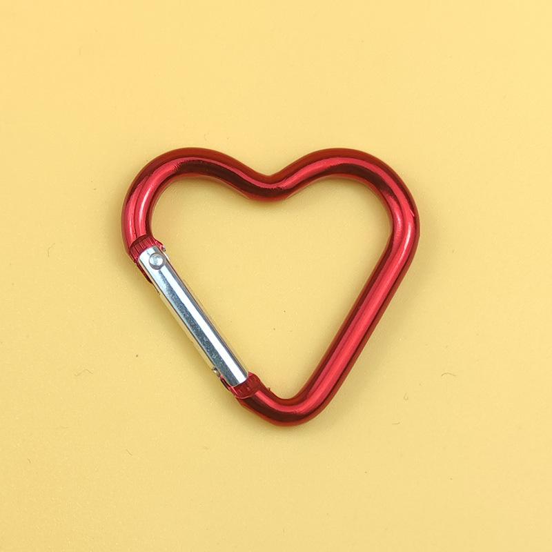 1 Pcs Heart-shaped Aluminum Carabiner Key Chain Clip Outdoor Keyring Hook Water Bottle Hanging Buckle Travel Kit Accessories