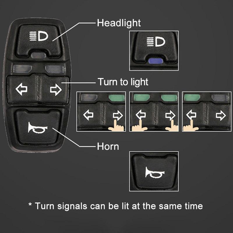 3 In 1 Motorcycle Head Light Horn Turn Light Switch 12V 24V 36V 48V  Waterproof for Ebike Scooter Switch