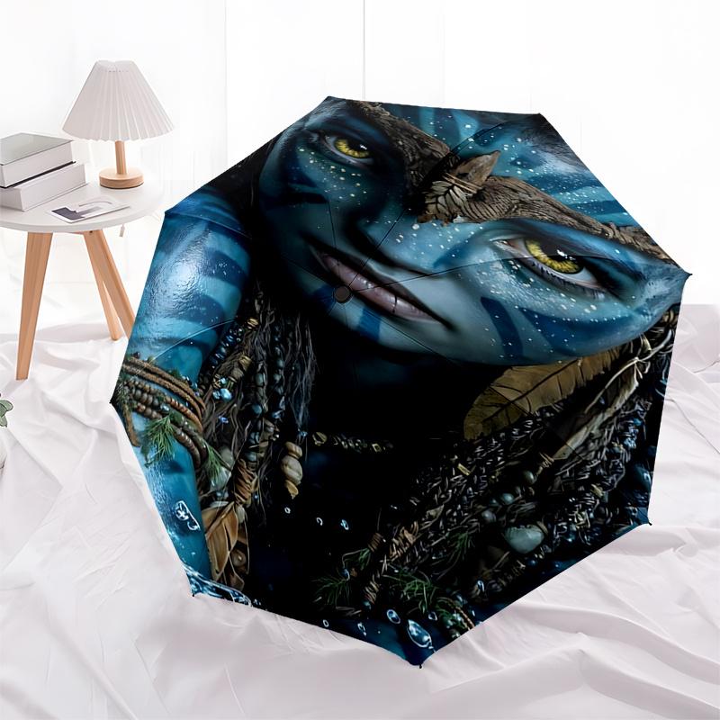 

Avatar Inspired Blue Feathered Rain Umbrella Automatic Opening&Closing,Foldable Design,Outdoor Adventure Essential for Fans and Travel