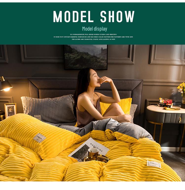 2025 Hřejivá Magická Fleece Mléčný Samet Zimní Ložní Sada - 4dílná Přikrývka a Povlak na Přikrývku