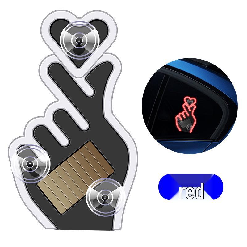 Solar-Powered Wireless Heart-Shaped LED Triangle Light for Car Interior Decoration