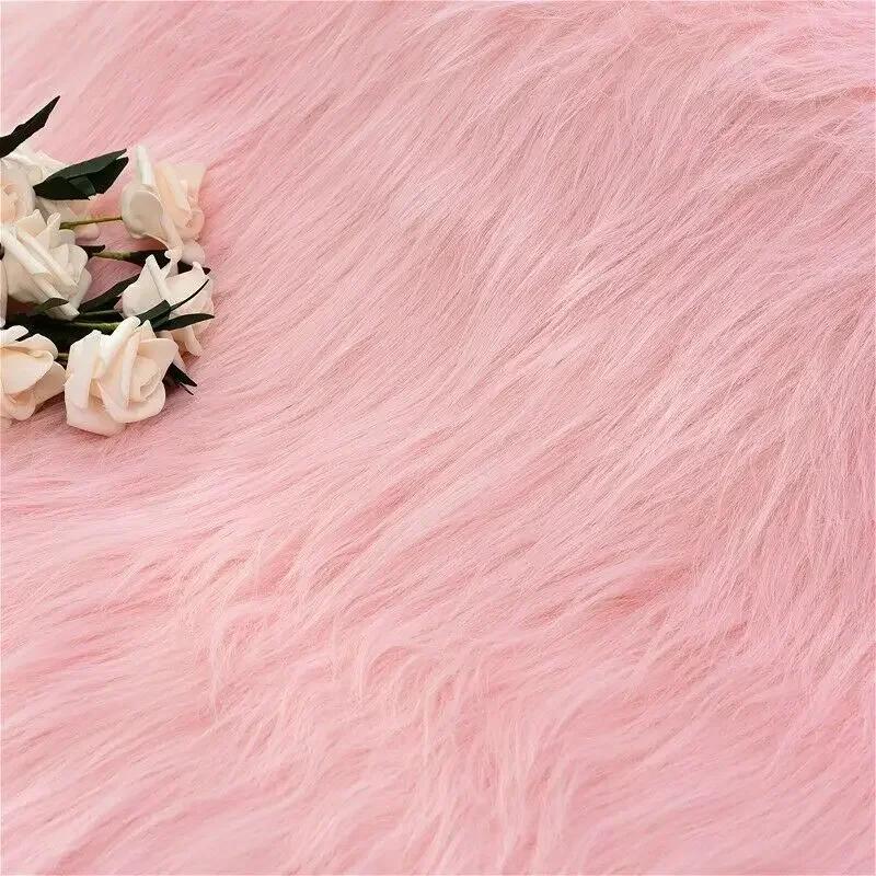 80x100cm Plyschtyg Lyxigt Långhårigt Konstpäls Tyg Handgjort Cosplay Dekorativ Bakgrund Plyschmatta Tyg Vit Rosa Grå