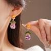 Teardrop Leaf Necklace and Earrings Exquisite Zirconia Waterdrop Leaf Jewelry Set Necklace Earrings For Women