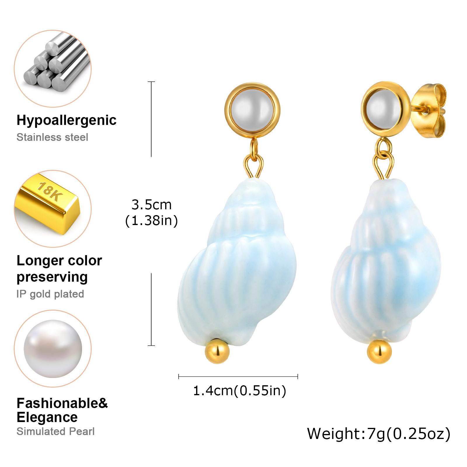 

Vnox New Ocean Stainless Steel Earrings Charm Jewelry For Women,Cute Conch Sea Fish Seahorse Accessories Drop Stud Earring Gifts