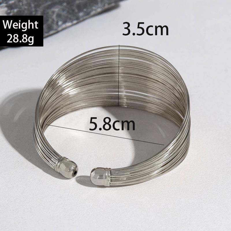 Multi-layer Metal Wire Smooth Surface Wide Version Open Bracelet Exaggerated Versatile Bracelet Women