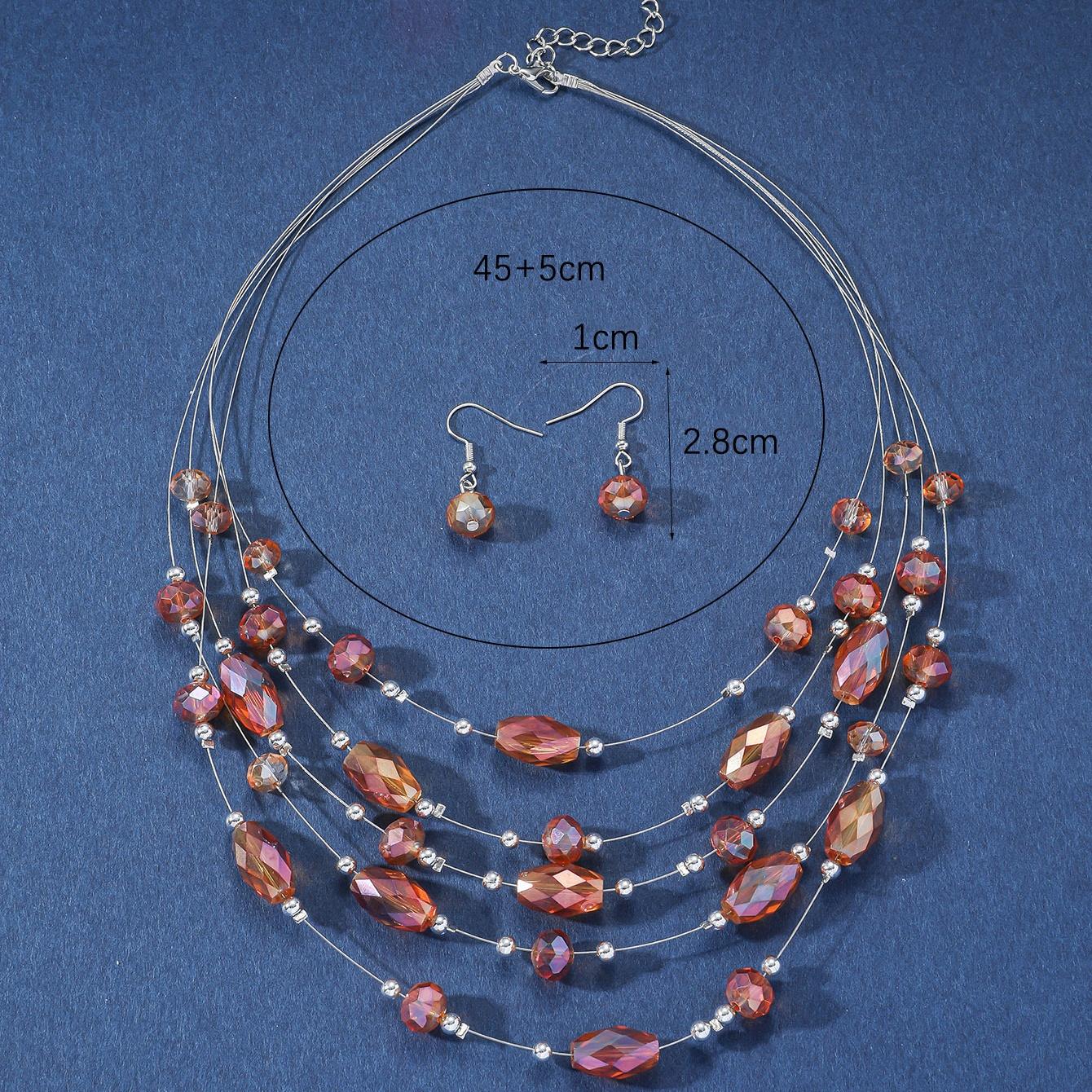 Bohemia ожерелье серьги комплект для женщин бусы комплекты украшений многослойный чокер