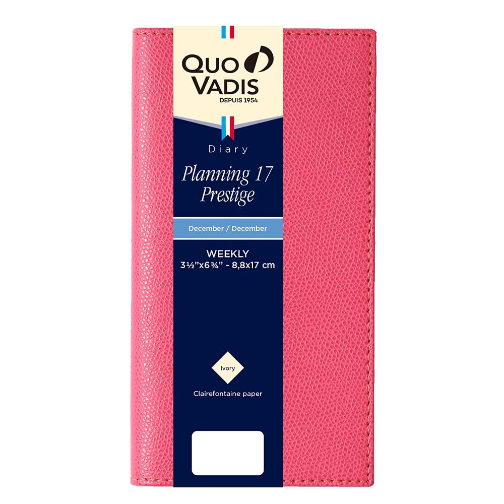 QUOVADIS 2026 Planning 17 Prestige/Club Weekly Vertical Diary December 2025 Start Slim Size 17x8.8cm Raspberry qv55702fra