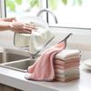 5pcs Soft Reusable Dish Towels, 9.8x9.8in Coral Fleece Cleaning Rags, Household Absorbent Non-shedding Dishwashing Cloth, Double