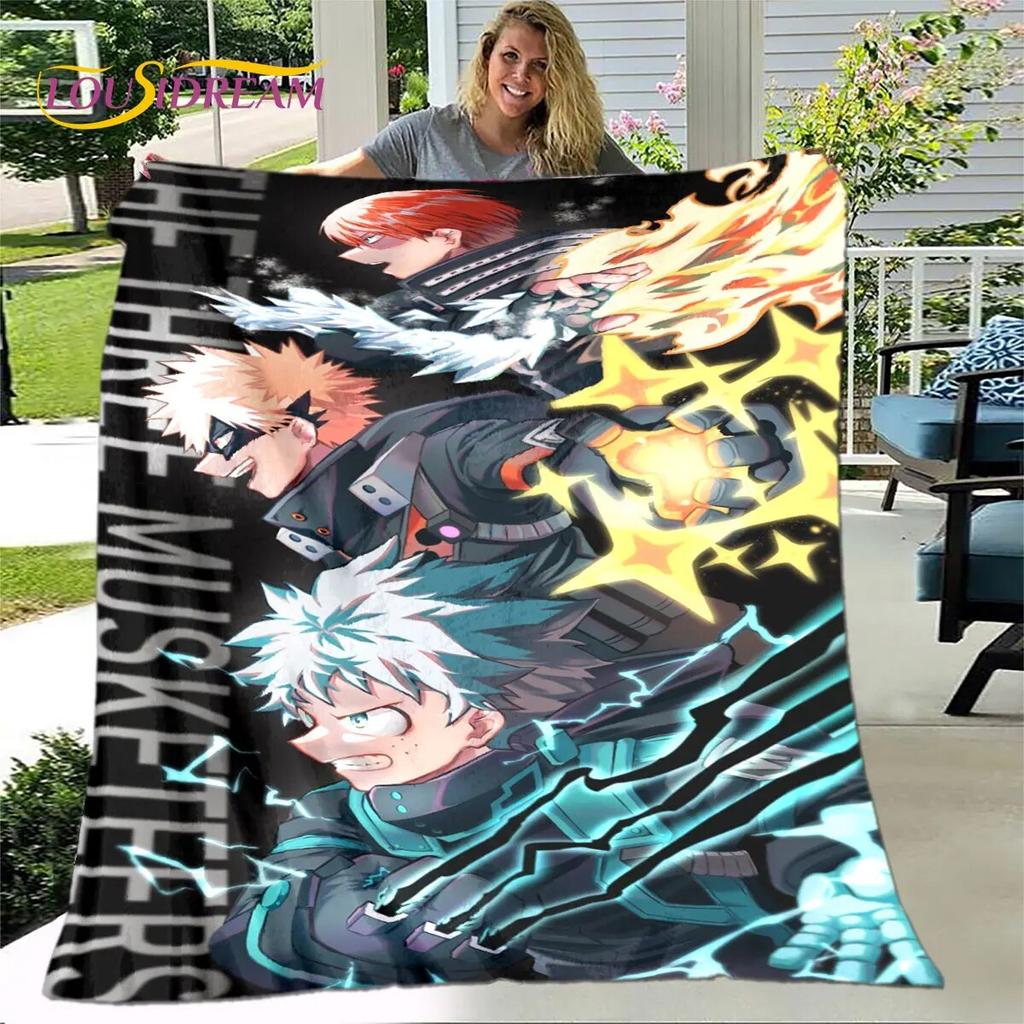 My Hero Academia Anime Cartoon Weiche Plüschdecke, Flanelldecke, Überwurfdecke für Wohnzimmer, Schlafzimmer, Bett, Sofa, Picknick-Abdeckung