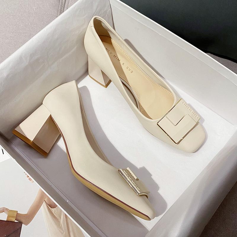 

2025 осень и зима туфли-лодочки женские черные профессиональные с квадратной пряжкой на толстом каблуке среднем каблуке с квадратным носком на высоком каблуке женские 40