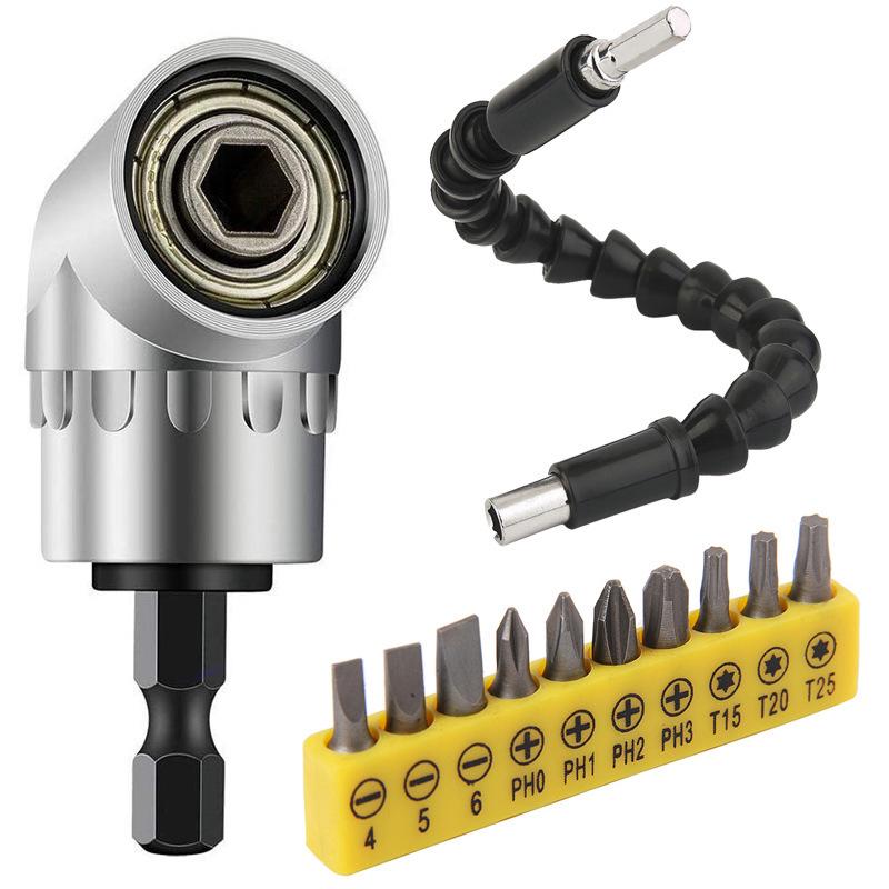 Black 105° Flex Shaft Screwdriver Adapter with Hex Shank