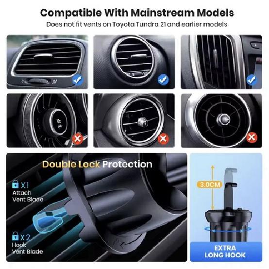 Universal Auto Lock Car Phone Mount Holder w/ Hook Clip for iPhone Samsung GPS