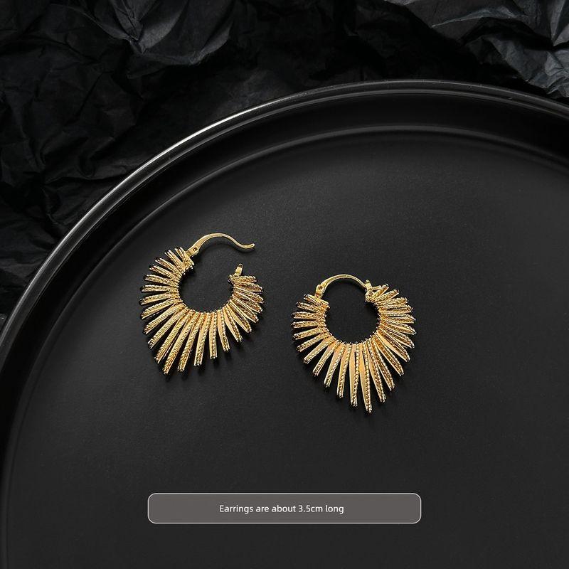 Wind Leaves Texture Earrings for Women Fancy Special-Interest Design Accessible Luxury Exaggerated Temperamental Personality Geometry Ear Rings Temperament gold