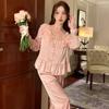 [Sugar Heart Sweet Dream] French ice silk pajamas, sweet princess style suit, spring and autumn loungewear can be worn outside