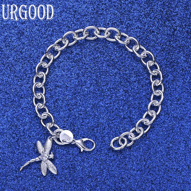 925 Sterling Silver Dragonfly Bracelet Fashion Jewelry Gift