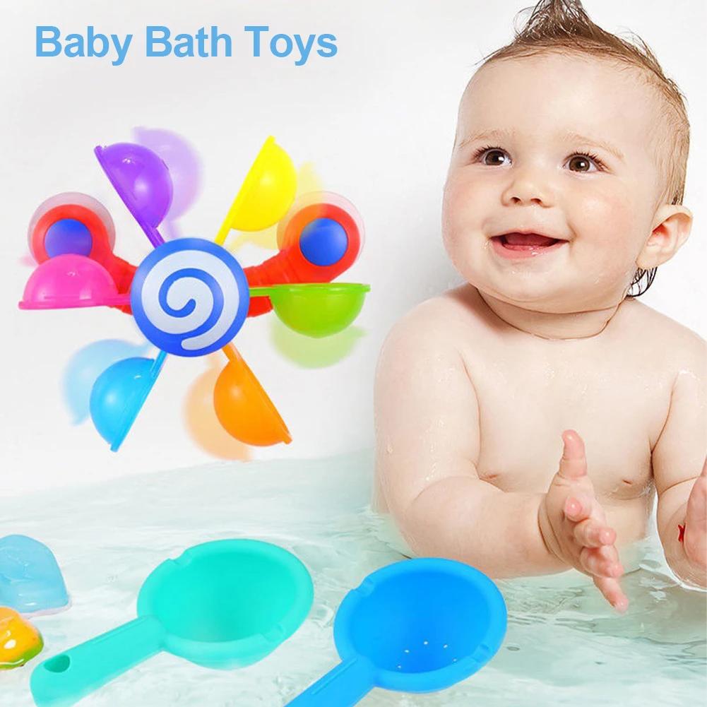 Baby Bath Toys Colorful Water Wheel Bathing Sucker Bathtub Water Spray Play Set Shower Sprinkler Toy For Kids Toddler Gifts