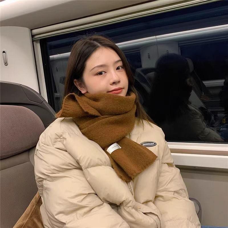 Koreańska wersja Ins Ciepły Jednolity Kolor Szalik dla Kobiet, Uniwersalny na Jesień i Zimę, Student Dzianinowy Mały Szalik dla Mężczyzn, Nowy Styl