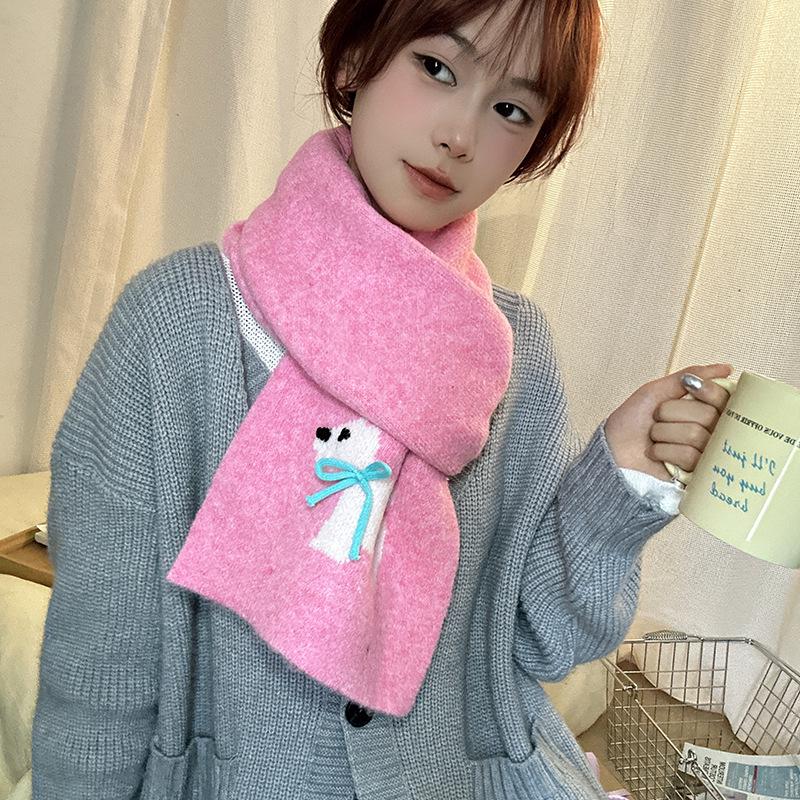 Luochi Knitting Scarf: Cozy Imitation Cashmere Cartoon Wool Neck Warmer for Women, Korean Style
