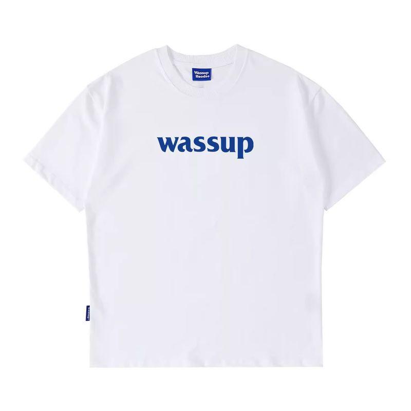 Wassup Heods Letter Logo Trendy Brand Short-Sleeved T-Shirt for Men and Women, Summer Loose and Versatile Tee, Couple's T-Shirt