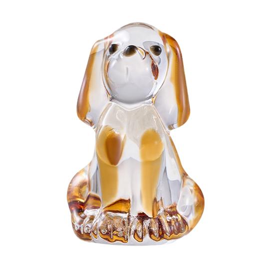 Hand Blown Mini Glass Dog Figurine Handmade Faux Crystal Cute Dog Statue Collectible Animal Ornament for Home Decor Pet Lover Gifts