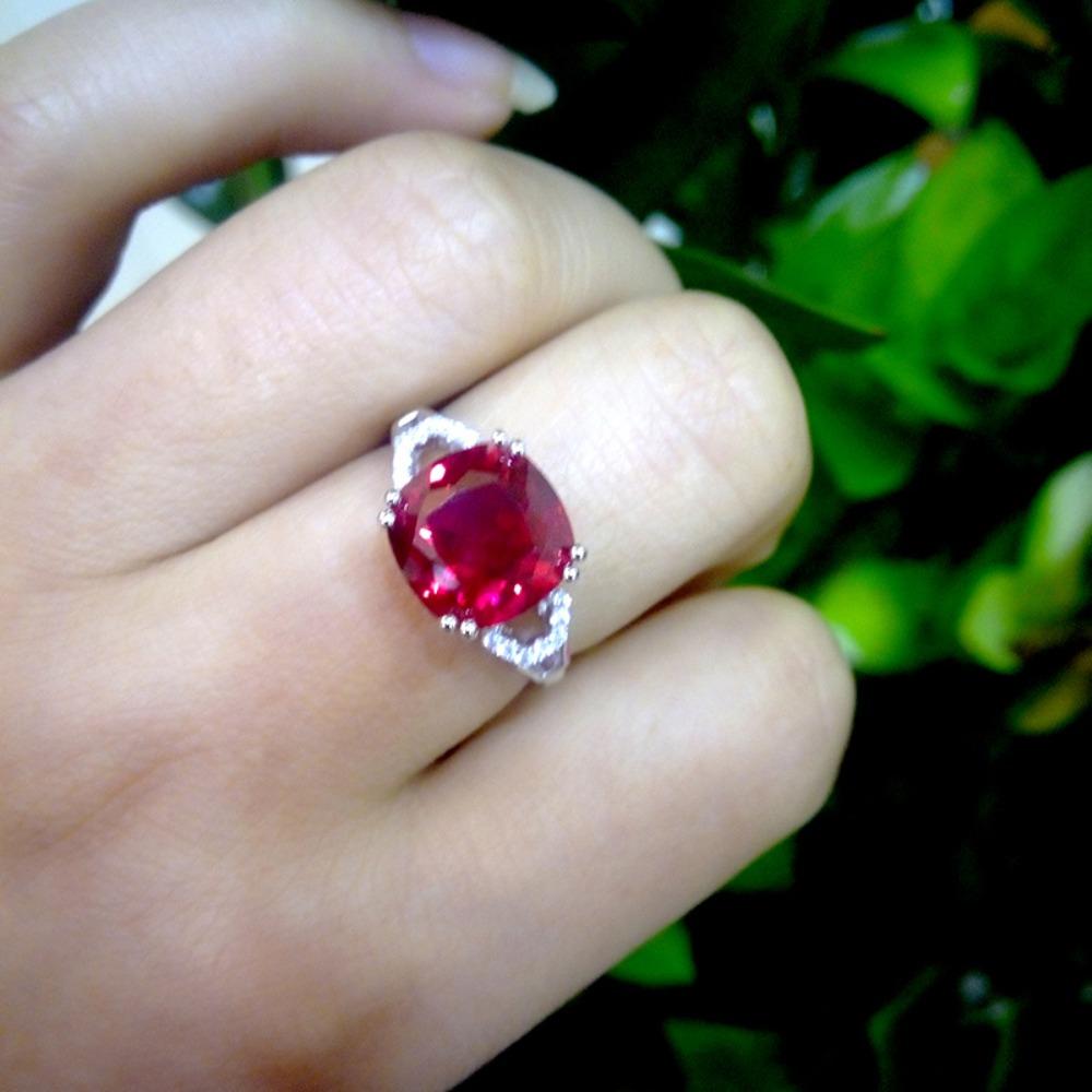

Women Fashion Sapphire Ring 925 Silver Plated with Ruby Emerald Gemstone Elegant Finger Ring Jewelry no. 6