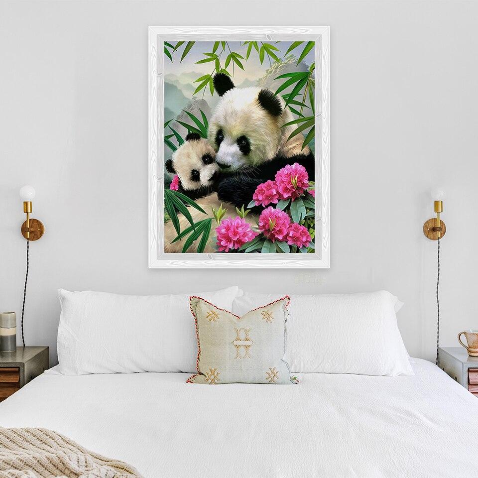 Noua pictură cu diamante 5D DIY, drăguț Panda, broderie cu diamante, punct de cruce, complet rotund, găurit, artizanat, decorațiuni pentru acasă, cadou de artă