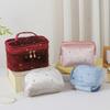 Cosmetic Bag Travel Toiletry Bag Spacious Capacity Velvet Exterior Star Pattern Lipstick Eye Shadow Portable Organizer