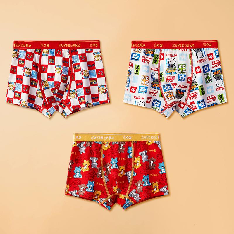 Year of the Horse Boys' Red Cotton Boxer Briefs - Medium & Large