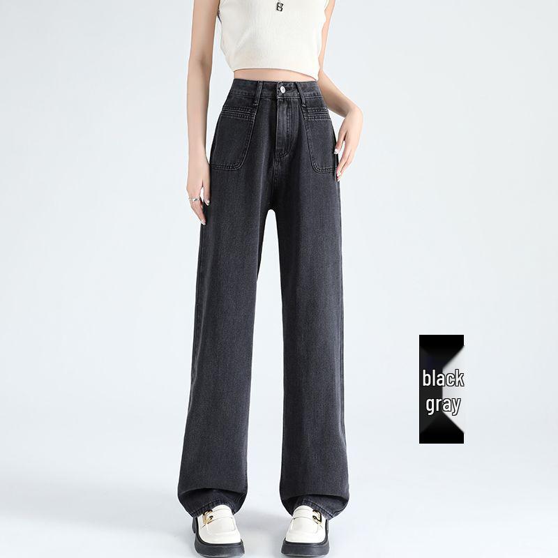 Women s Retro Blue Wide-Leg Jeans - 2025 Autumn/Winter New Loose Straight-Leg Slimming Floor-Length Pants XL