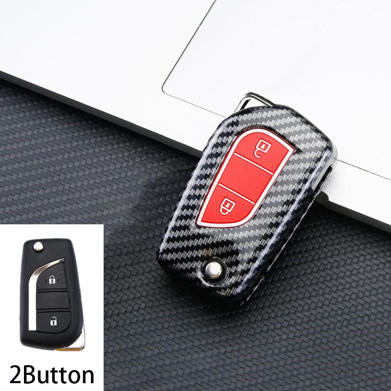 ABS Carbon 2 3 4 Buttons Car Key Case Cover For Toyota Hilux Corolla Avensis Prado Fortuner RAV4 CHR Shell Accessories