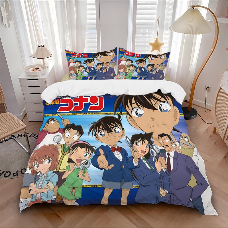 Detective Conan Mystery Print 3Pcs Bedding Setduvet Cover With 2 Bedropillowcase Home Birthday Gift