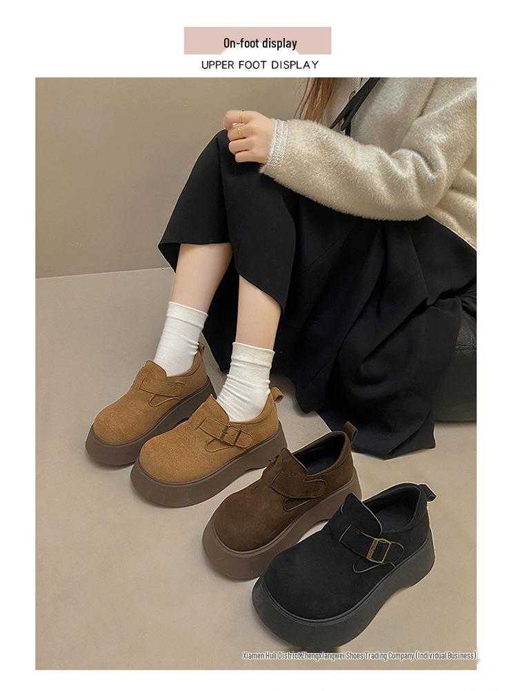 Yang Mi Style Women's Platform Loafers: 2025 Autumn Slip-On, Versatile Birkenstock-Inspired Shoes, Size 34