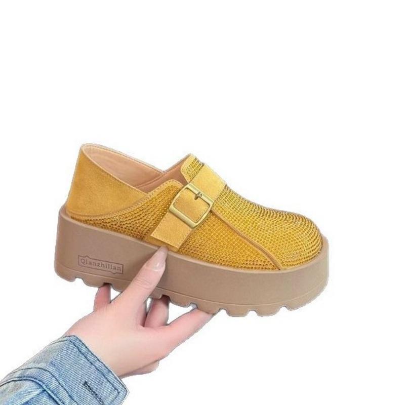 Muffin thick-soled small woman spring new one pedal two wear casual heightening shoes