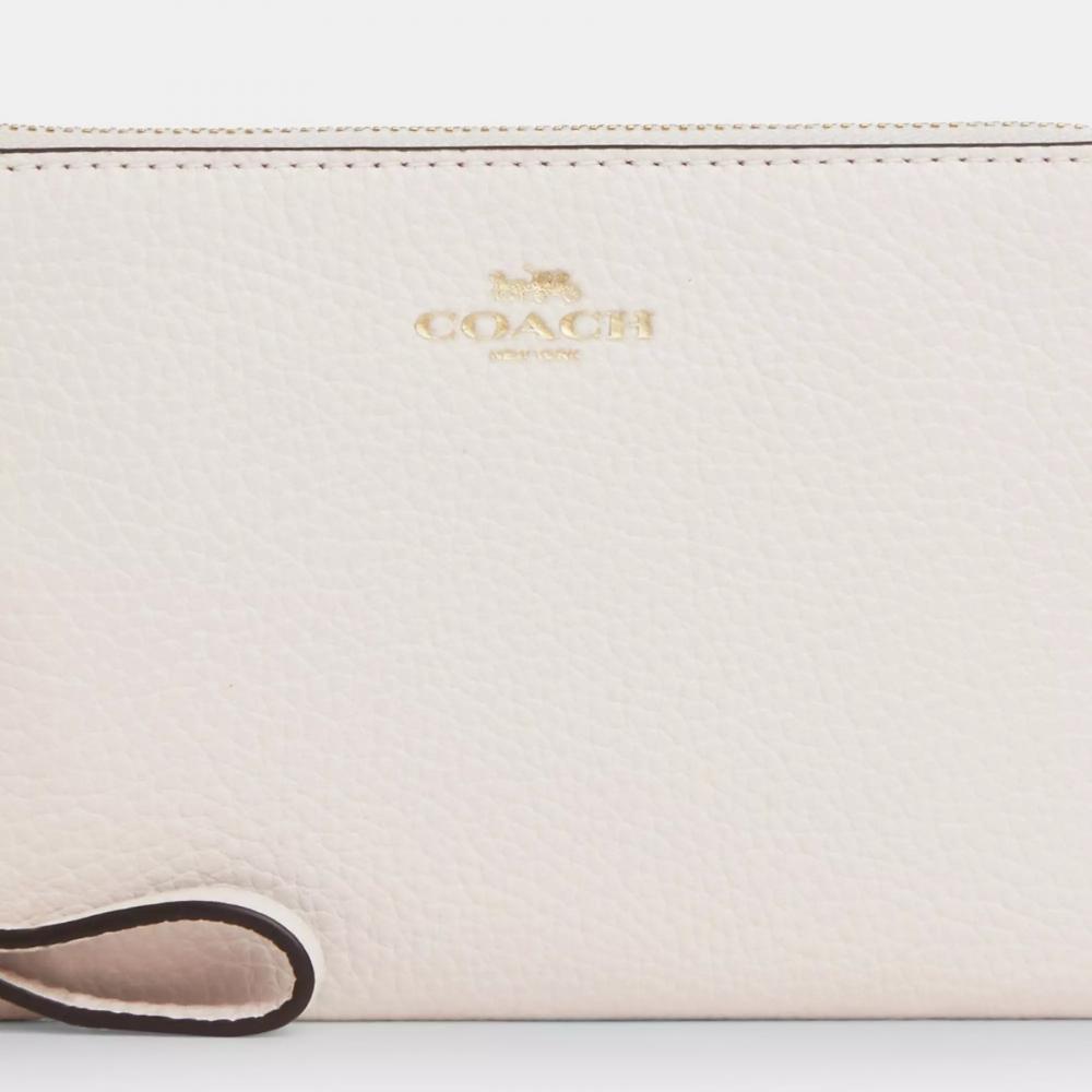 Coach Corner Zip Wristlet Gold Chalk