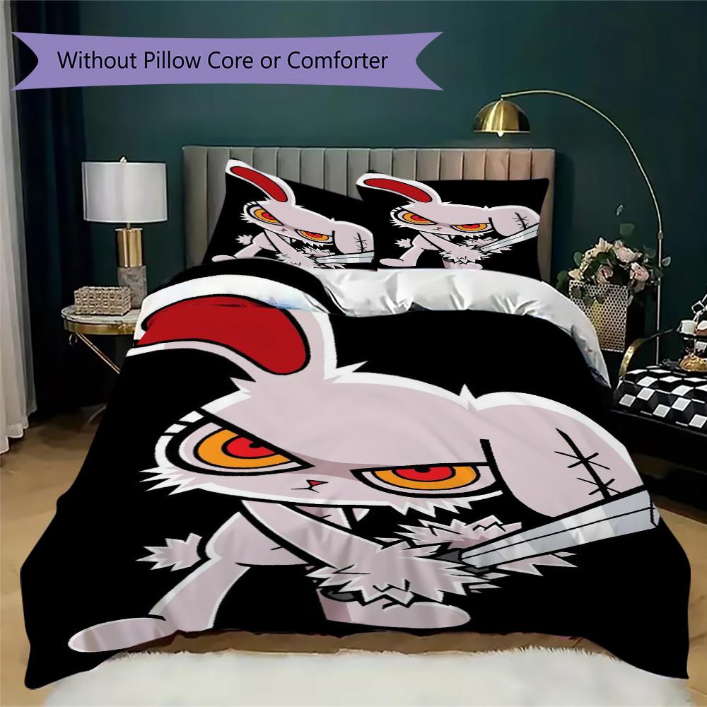 Evil rabbit Pattern Bedding,Quilt Set Quilt Cover Pillowcase Home Birthday Gift (1*duvet cover+2*pillowcase,without core)ZSJT0917411