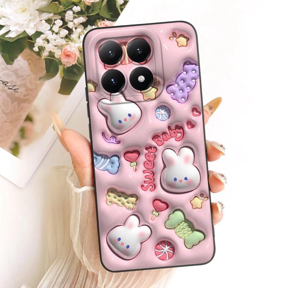 Phone Case For Xiaomi 15T Pro New Fashion Black Cat Cartoon Dragon Animals Pattern Bumper For Xiaomi Mi 15T Liquid Silicone Capa