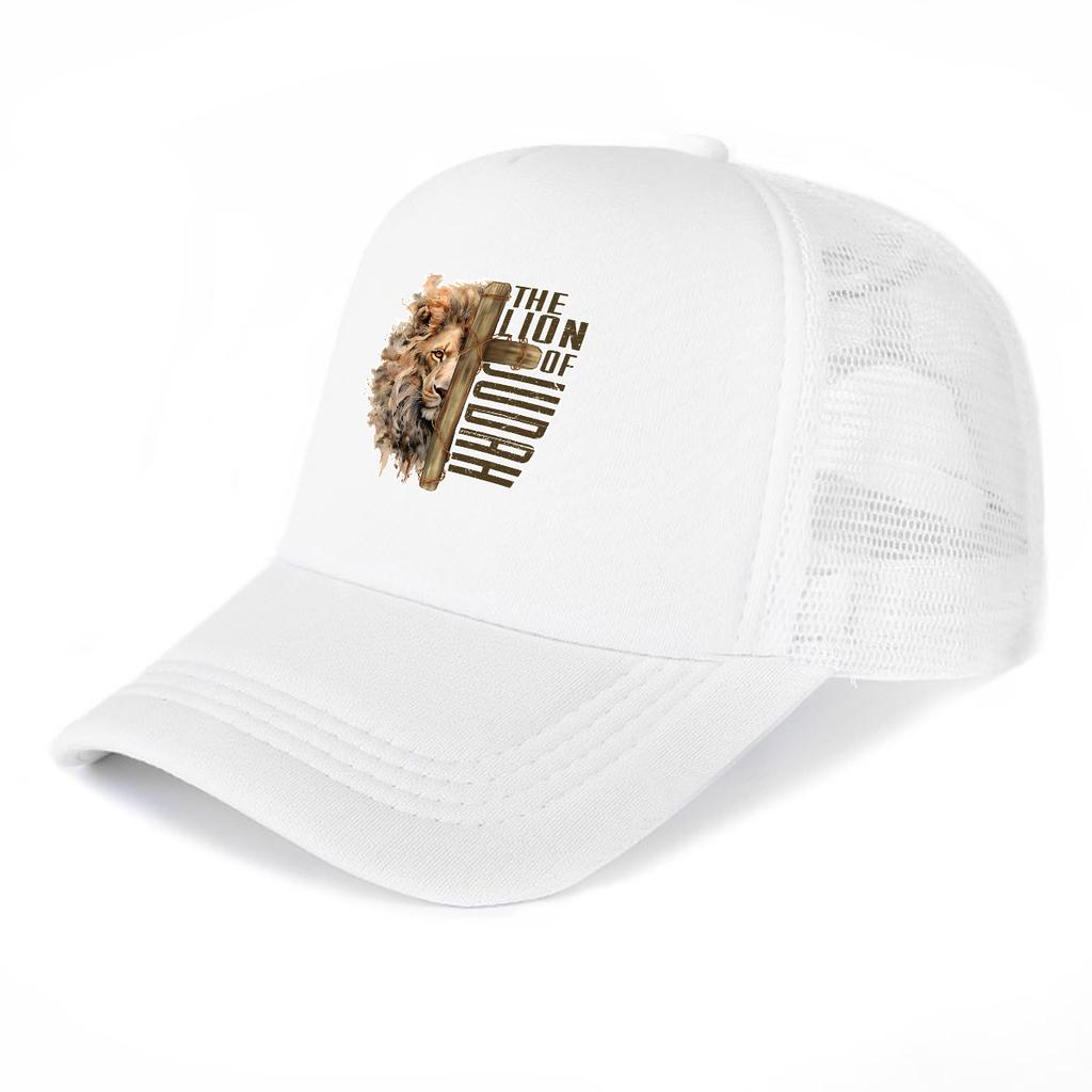 Lion of Judah Cross Printed Mesh Cap Adjustable Breathable All Season Sports Hat Unisex for Golf Outdoor Sports Dad Hat Cap