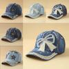 Artificial Pearls And Rhinestones Denim Cap With Sun Protection And Windproof Features For Women