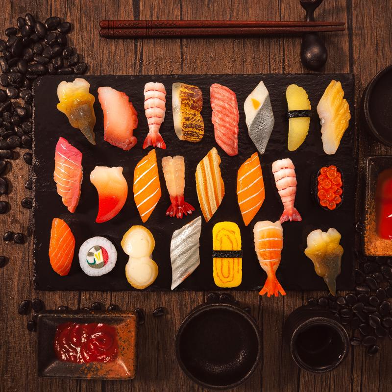 Japanese Cuisine Food Props Hotel Restaurant Store Shop Decoration Fake Simulation Rice Shrimp Salmon Fish Fillet Slices Sushi