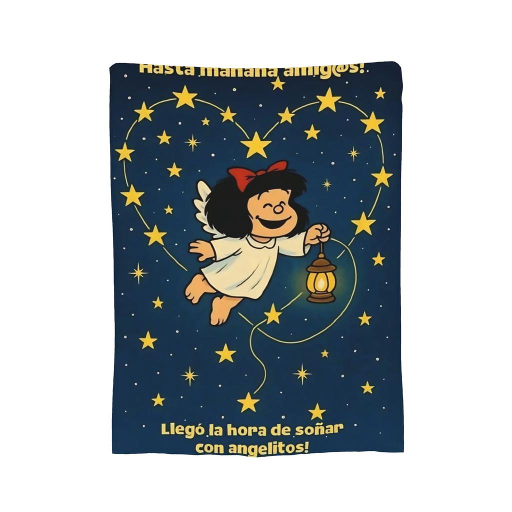 Mafaldas Good Night Sleep Blanket Cover Inspirational Quote Flannel Throw Blankets Air Conditioning Printed Soft Warm Bedspread