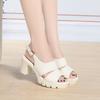 Summer High Thick Heel Sandals Women Versatile Thick Sole Shoes In Fish Mouth Waterproof Platform One-Button Sandals Fashionable