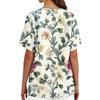 Medizinisches Kasack-Oberteil mit Blumendruck, V-Ausschnitt, Taschen und Seitenschlitzen, Kurzarm, Krankenschwester-Uniformhemd für Damen